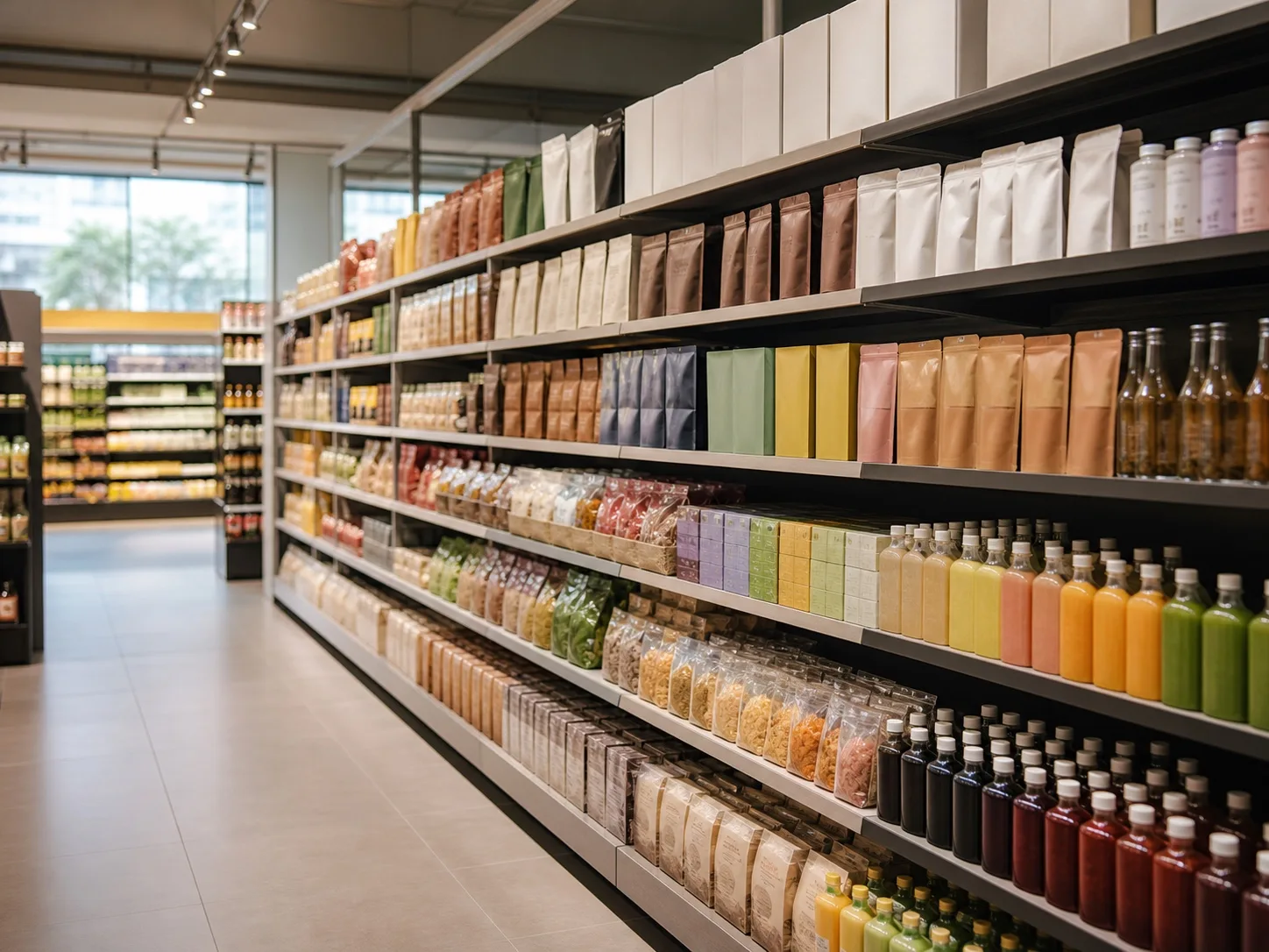 Supermarket food and beverage aisle